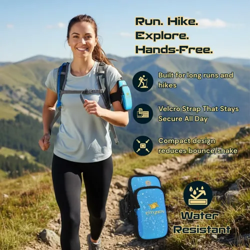 Miniatura 5 de Fitizen - Brazalete de teléfono para correr, color azul cielo, ajustable, resistente al agua, para iPhone y Android, para el ciudadano activo