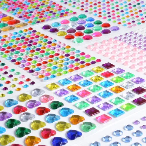 Miniatura 3 de Calcomanías de diamantes de imitación autoadhesivas, 1141 piezas de gemas para manualidades, calcomanías de cristal brillantes para manualidades