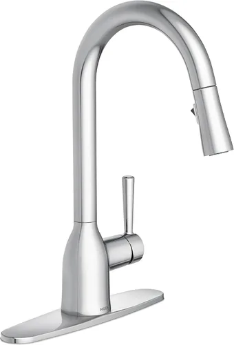 Miniatura 15 de Moen Adler Spot Resist - Grifo de fregadero de cocina de una manija de arco alto de acero inoxidable con rociador desplegable Power Clean, 87233SRS
