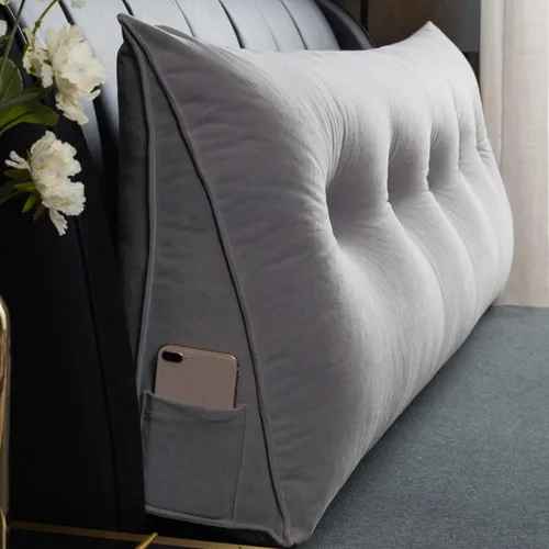 Miniatura 16 de Almohada triangular para cabecero, cojín triangular de color sólido, almohada de descanso en cama, almohada extraíble con soporte de cuña grande