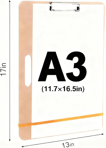 Miniatura 2 de HXILAJM Tablero de dibujo de 13 x 17 pulgadas con asa, tablero de dibujo portátil para artistas con clip ajustable y bandas de goma, suministros