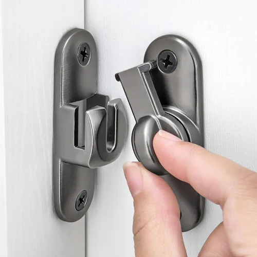 Miniatura 11 de INIRET Paquete de 2 cierres blancos para puerta de granero, cerradura de puerta de 90/180 grados, herrajes para puerta abatible, cierre de puerta