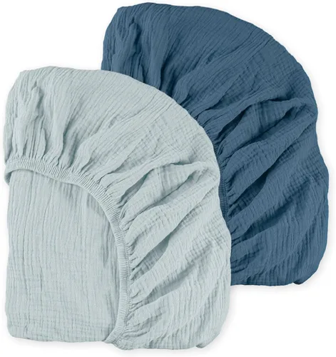 Miniatura 24 de Sábanas bajeras de muselina para moisés, paquete de 2 para bebé niño y niña, juego de sábanas suaves, transpirables y elásticas para bebé/colchón