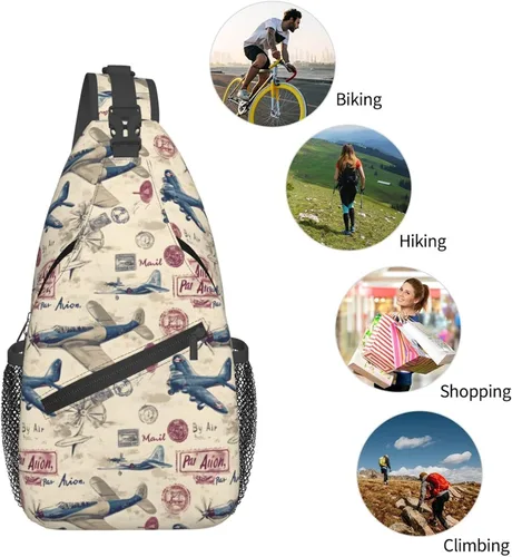 Miniatura 5 de Small Crossbody Bags for Women Men - Vintage Fighter Print Adjustable Shoulder Bag Fanny Packs Belt Sling Bag Crossbody Purses Backpack for Travel