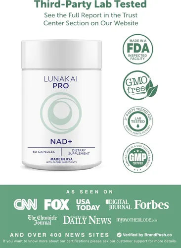 Miniatura 2 de Lunakai Fórmula NAD+ de doble vía fabricada en Estados Unidos con NR y resveratrol - Suplemento natural de NAD para mujeres y hombres