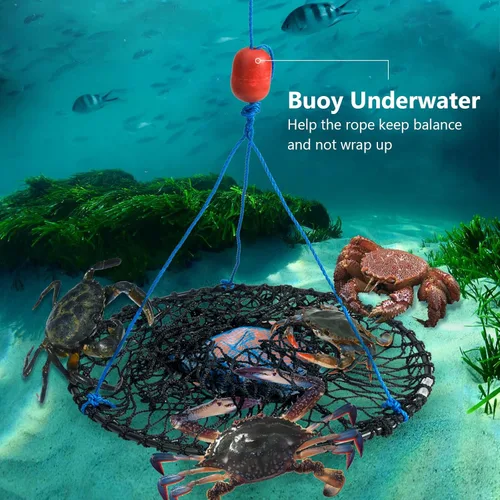 Miniatura 4 de QualyQualy Trampa plegable para cangrejos, paquete de 2, red pequeña para cangrejos con boya y clip de cebo para cangrejos azules, trampas