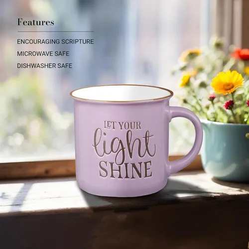Miniatura 3 de Regalos de Arte Cristiano Taza de Café de Cerámica Estilo Campamento Lavanda – 13 oz. Taza de Café y Té Inspiradora con Escritura Bíblica Apto