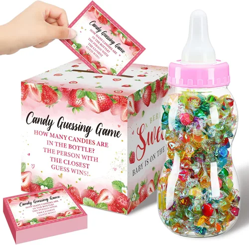 Miniatura 17 de Glenmal Juego de 52 piezas de regalo para juegos de baby shower, biberón grande para juego de ducha, adivina cuántos dulces decoraciones