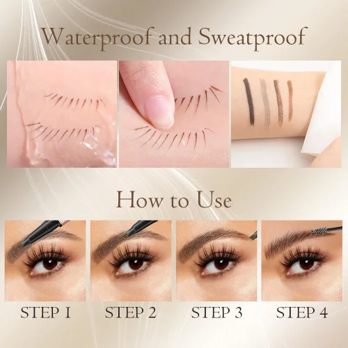 Miniatura 3 de Lápiz de cejas 2 en 1 con gel, 2025 nuevo lápiz mágico impermeable para cejas, bolígrafo de cejas microblading 3D de doble punta con 4 puntas