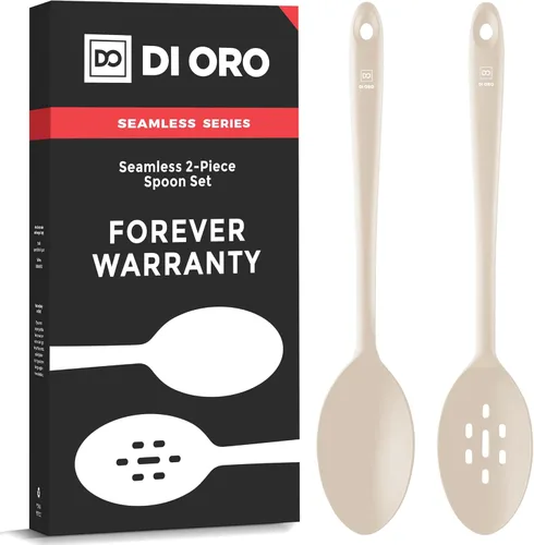 Miniatura 12 de DI ORO - Cucharas de silicona para cocinar, cucharas de cocina grandes para mezclar, servir y agitar, utensilios antiadherentes resistentes al calor