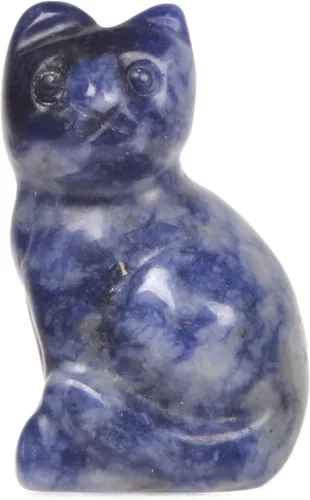 Miniatura 29 de Justinstones Escultura de gato tallada de cristal de cuarzo, estatua de gato de animal gatito de 1.181 in, mini figura de gato sentado de cristal