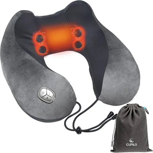 CuPiLo Almohada masajeadora de cuello con calor elegible por la FSA HSA [2025 actualizada], masajeador de cuello Shiatsu portátil para aliviar el