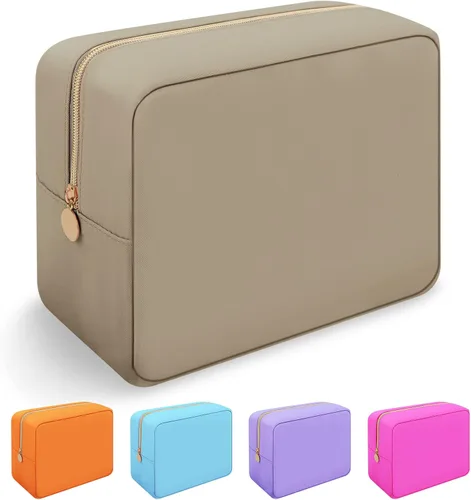 Miniatura 49 de Iqimott Bolsa Grande de Maquillaje de Nylon para Viaje, Bolsa de Cosméticos Preppy Grande Organizadora de Maquillaje de Nylon Bolsa de Artículos