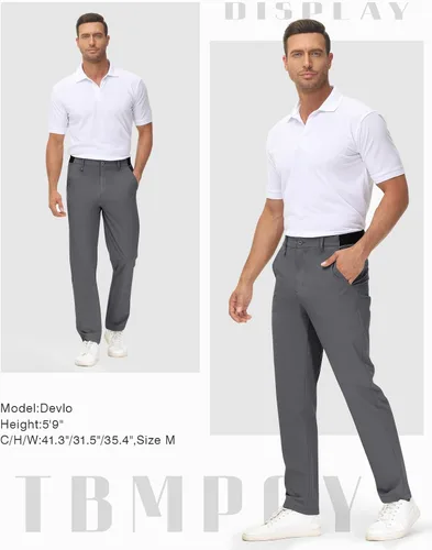 Miniatura 7 de TBMPOY Pantalones de golf elásticos para hombre con 4 bolsillos, de secado rápido, ligeros, de verano, pantalones casuales para hombres, trabajo