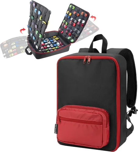 Miniatura 9 de Organizador de mochila de almacenamiento para automóvil con ranuras elásticas - Funda de transporte portátil para autos a escala 1:64, bolsa de Negro