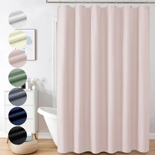 Miniatura 59 de OVZME Berry - Cortina de ducha extralarga verde de 96 pulgadas, cortina de baño de tela con textura en relieve 3D, cortina de baño grande para Verde