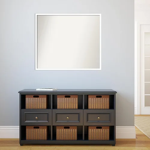 Miniatura 245 de Amanti Art Espejo de baño blanco para sobre el fregadero, 32 x 45 pulgadas, espejo de tocador rectangular blanco esbelto, marco de madera moderno