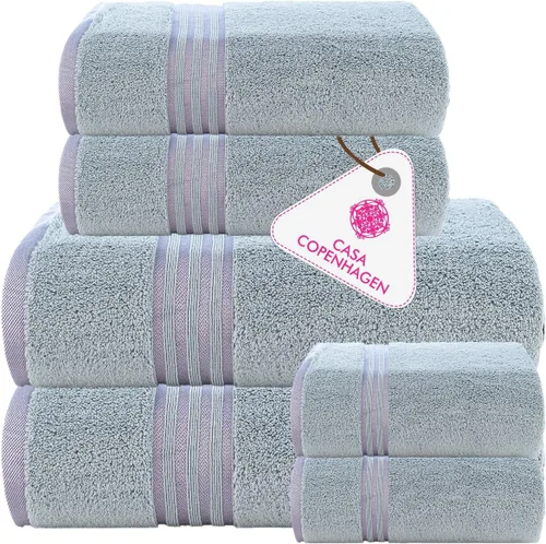 Miniatura 56 de CASA COPENHAGEN Solitaire Juego de 6 toallas - Negro, 600 GSM 2 toallas de baño 2 toallas de mano 2 toallitas, diseñadas en Dinamarca, hechas