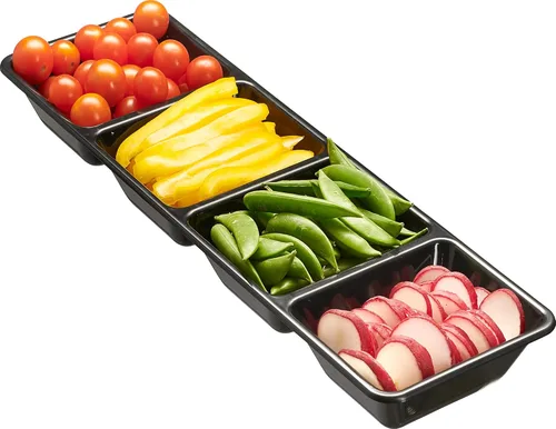 Miniatura 4 de Plasticpro Bandeja de servir de plástico rectangular de 4 secciones/platillo (2, Negro)