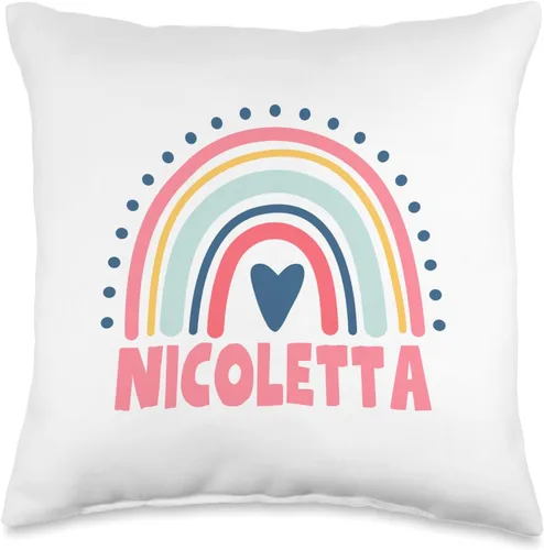 Idea Regalo Personalizzata con Nome Gifts Idea Nicoletta Name Custom Woman Myth Legend Pink Birthday Party Throw Pillow, 16x16, Multicolor