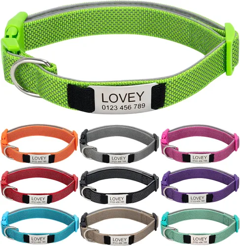 Miniatura 6 de Collares de perro personalizados, collar de perro de nailon totalmente reflectante con etiqueta de nombre, acolchado suave, collares personalizados