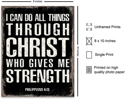Miniatura 2 de I Can Do All Things Through Christ - Filipenses 4 13 - Decoración religiosa de pared - Regalos cristianos para hombres - Regalos católicos