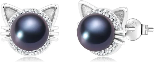 Aretes de perlas de Mickey para mujer, plata de ley S925 y circón, perlas cultivadas de agua dulce, regalos de joyería de Mickey Mouse para mamá y