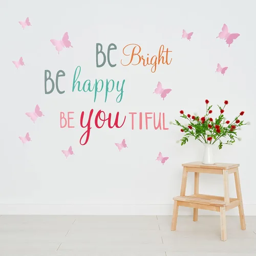 Miniatura 7 de Chinco 20 hojas de calcomanías de pared con citas inspiradoras para niñas, 12 hojas de mariposa 3D rosa pastel, inteligente, fuerte, sin miedo, sé