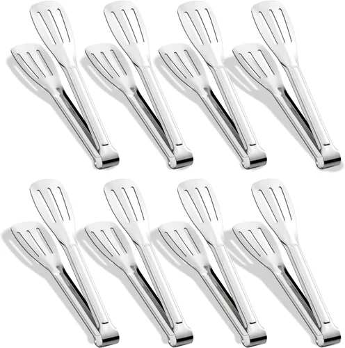 Miniatura 7 de Paquete de 6 pinzas para cocinar, pinzas pequeñas de acero inoxidable para servir alimentos, pinzas de cocina multifuncionales para servir