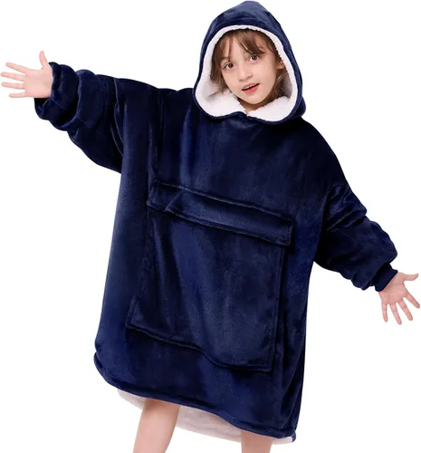 Miniatura 15 de yescool - Manta con capucha para niños, sudadera con manta de gran tamaño con sherpa, regalos para niñas adolescentes, jóvenes, niños, niñas