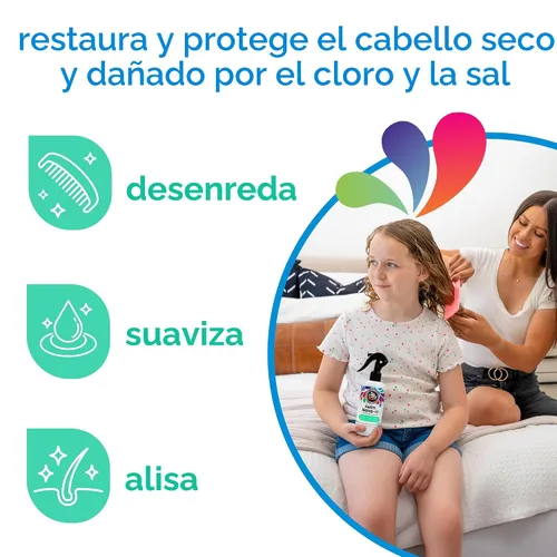 Miniatura 3 de SoCozy - Espray acondicionador sin enjuague y tratamiento para cabello de niños (8 onzas líquidas) que protege y repara daños causados por