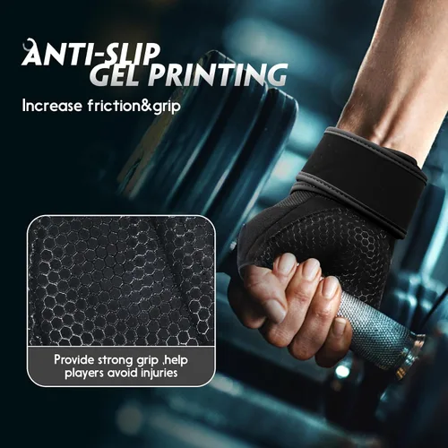Miniatura 3 de Guantes de Entrenamiento Guantes de Gimnasio Guantes de Levantamiento de Pesas para Hombres y Mujeres con Almohadilla Completa en la Palma, Soporte