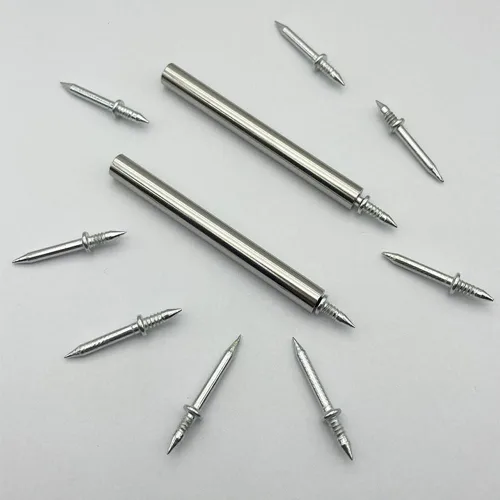 Miniatura 4 de Paquete de 200 clavos para zócalo, montaje en pared, doble cabezal, zócalos, tornillos invisibles para zócalo para instalación de zócalos, escalones