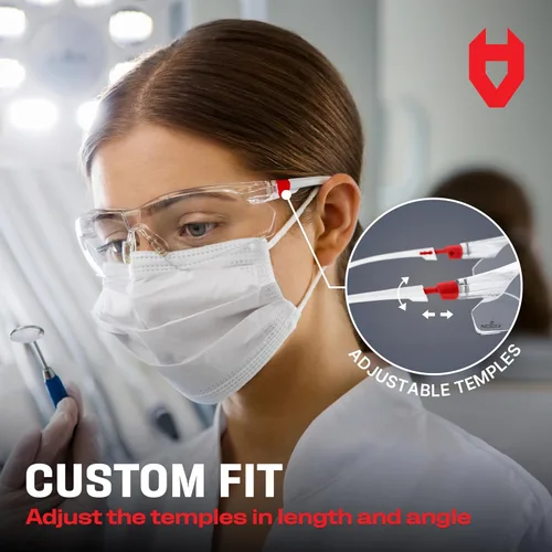 Miniatura 6 de NoCry Gafas de seguridad transparentes para hombres y mujeres; gafas de trabajo ligeras con marcos ajustables y agarres antideslizantes; gafas