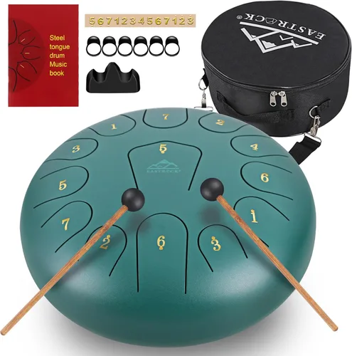 Miniatura 11 de EASTROCK Tambor de lengua de acero para niños de 6 pulgadas, 8 notas, instrumento de percusión, tambor handpan en clave C con bolsa de viaje