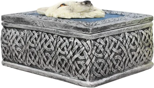 Miniatura 4 de Ebros Gift Figura decorativa rectangular de lobo alfa de noche estrellada azul celta como recuerdo, almacenamiento de joyas, decoración de lobos