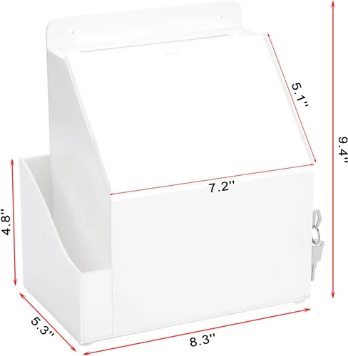 Miniatura 4 de BTSKY Caja de sugerencias de acrílico con candado, caja de donación acrílica montada en la pared con ranura para letreros de 5 x 7 pulgadas, urnas