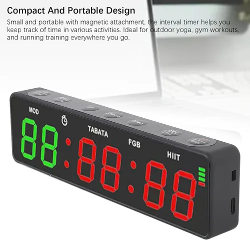 Miniatura 5 de lyrlody Temporizador de gimnasio, reloj de pared digital, cronómetro de cuenta regresiva, ejercicio de los años 20, ciclo de descanso de 10s