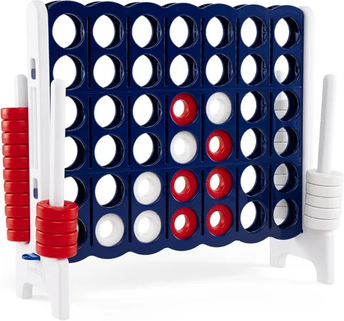Miniatura 13 de COSTWAY Juego Gigante Jumbo 4 en Raya, Conecta 4 para Niños y Adultos, 3.5 Pies de Alto para Interiores y Exteriores con 42 Anillos Jumbo