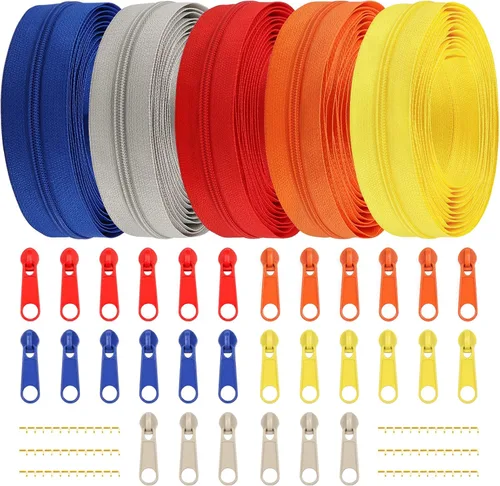 Miniatura 41 de DOITEM 31 yardas, 10 unidades de cremalleras de costura #3, cremalleras de bobina de nailon surtidos para coser con 40 deslizadores de cremallera