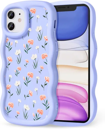 Miniatura 300 de Compatible con iPhone SE/8/7 Funda para Mujeres y Niñas, Marco Ondulado Rizado con Patrón Lindo, Estética Delgada Suave Silicona TPU Parachoques
