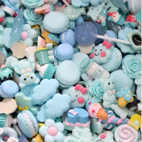 Miniatura 7 de Juego de 50 dijes de slime de resina para hacer manualidades de Pascua, cuentas de resina con parte trasera plana, suministros para manualidades