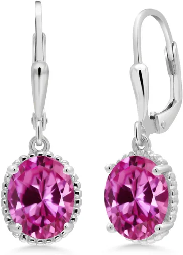 Miniatura 168 de Gem Stone King Aretes colgantes de gota para mujer, plata de ley 925, piedra natal ovalada de 0.354 x 0.276 in, joyería fina, regalos para ella