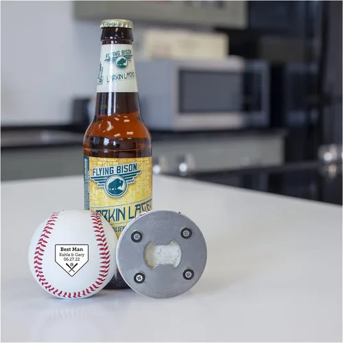 Miniatura 4 de Abridor de botellas de béisbol, padrinos de boda, regalo impreso para el padrino de béisbol personalizado, tamaño oficial, propuesta de boda