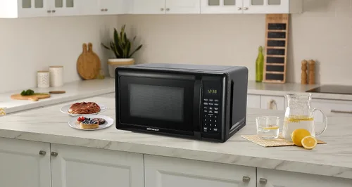 Miniatura 4 de Emerson MW7302B - Horno microondas compacto para encimera con control táctil, pantalla LED, 700 W, 10 niveles de potencia, 6 menús automáticos