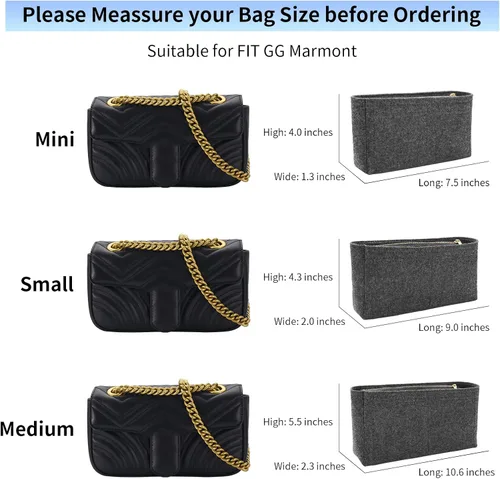 Miniatura 2 de LOUKAYCCI Organizador de fieltro para bolso con cremallera, bolsa de hombro GG Marmont Matelasse, bolsa organizadora para mujer, bolsa