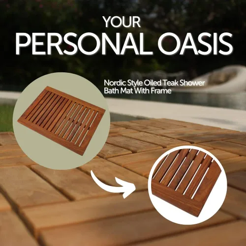 Miniatura 5 de Nordic Style - Tapete de ducha y baño de teca prémium para uso en interiores y exteriores, plataforma de madera antideslizante para spa, sauna