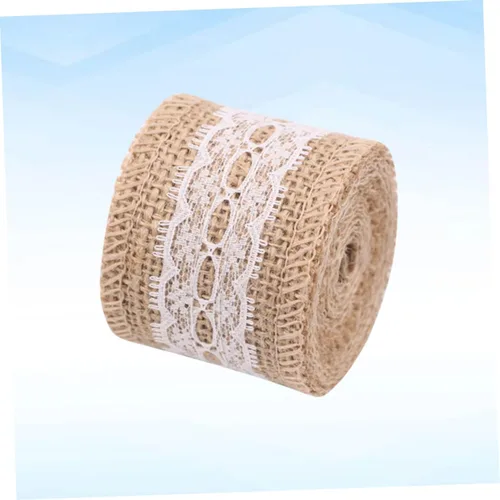 Miniatura 6 de LALAFINA Rollo de cinta decorativa de yute con ribete de encaje para manualidades y proyectos de bricolaje, patrón de envoltura de bodas y arreglos
