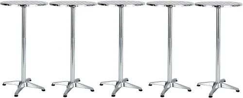 Miniatura 9 de BTEXPERT Juego de 2, Mesa redonda de aluminio para interiores y exteriores de 23.75" de altura de barra de restaurante de 44" de altura fija