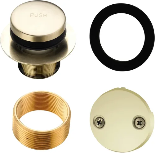 Miniatura 10 de HIDROP Kit de Conversión de Drenaje Tip Toe para Bañera, Kit de Recambio de Drenaje para Baño en Níquel Cepillado con Placa Frontal